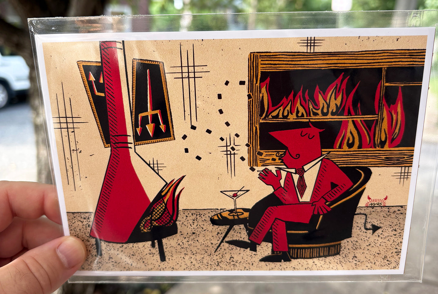 Devil Relaxing By The Fire | 5x7 Print