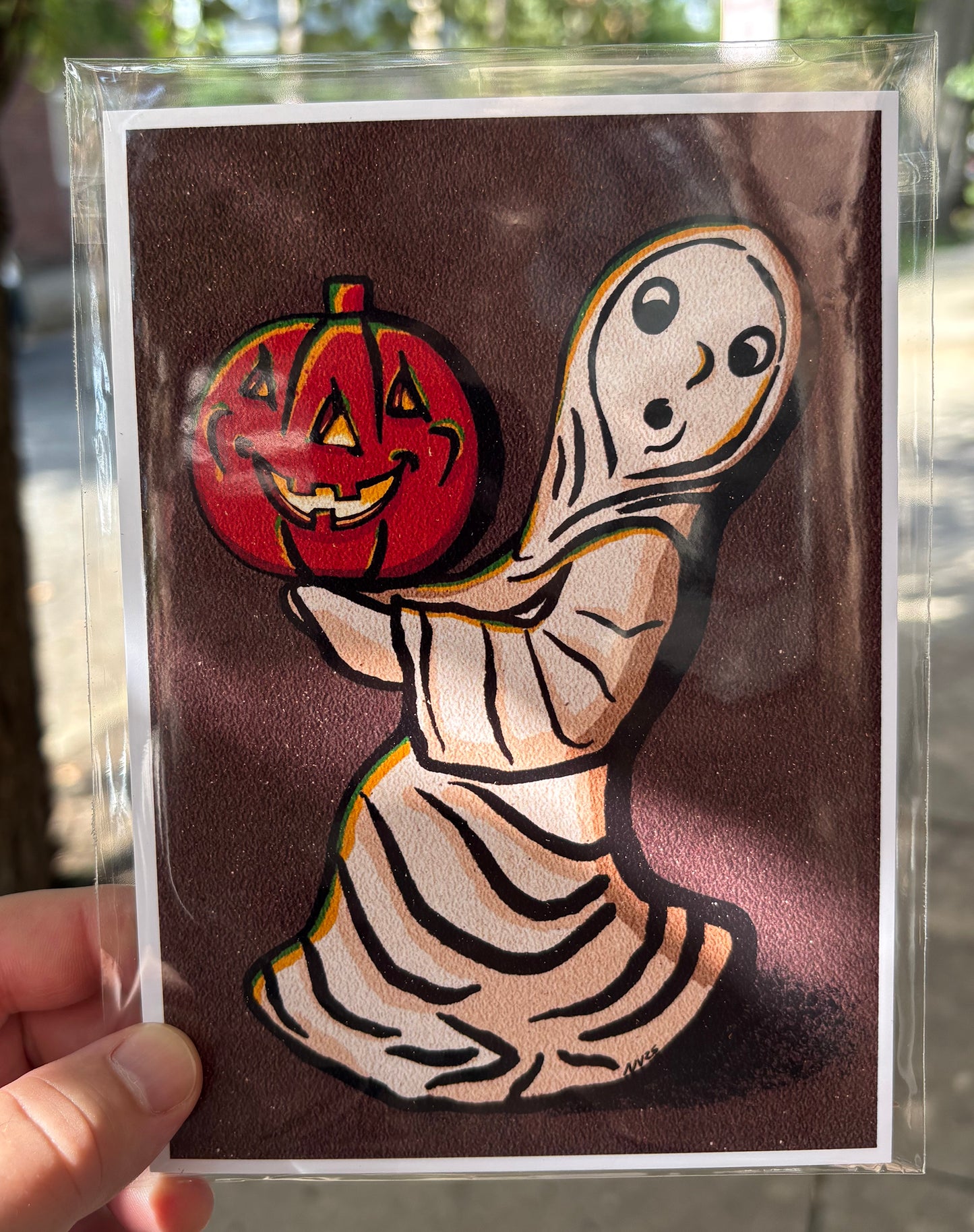 Ghost with Pumpkin | 5x7 Print