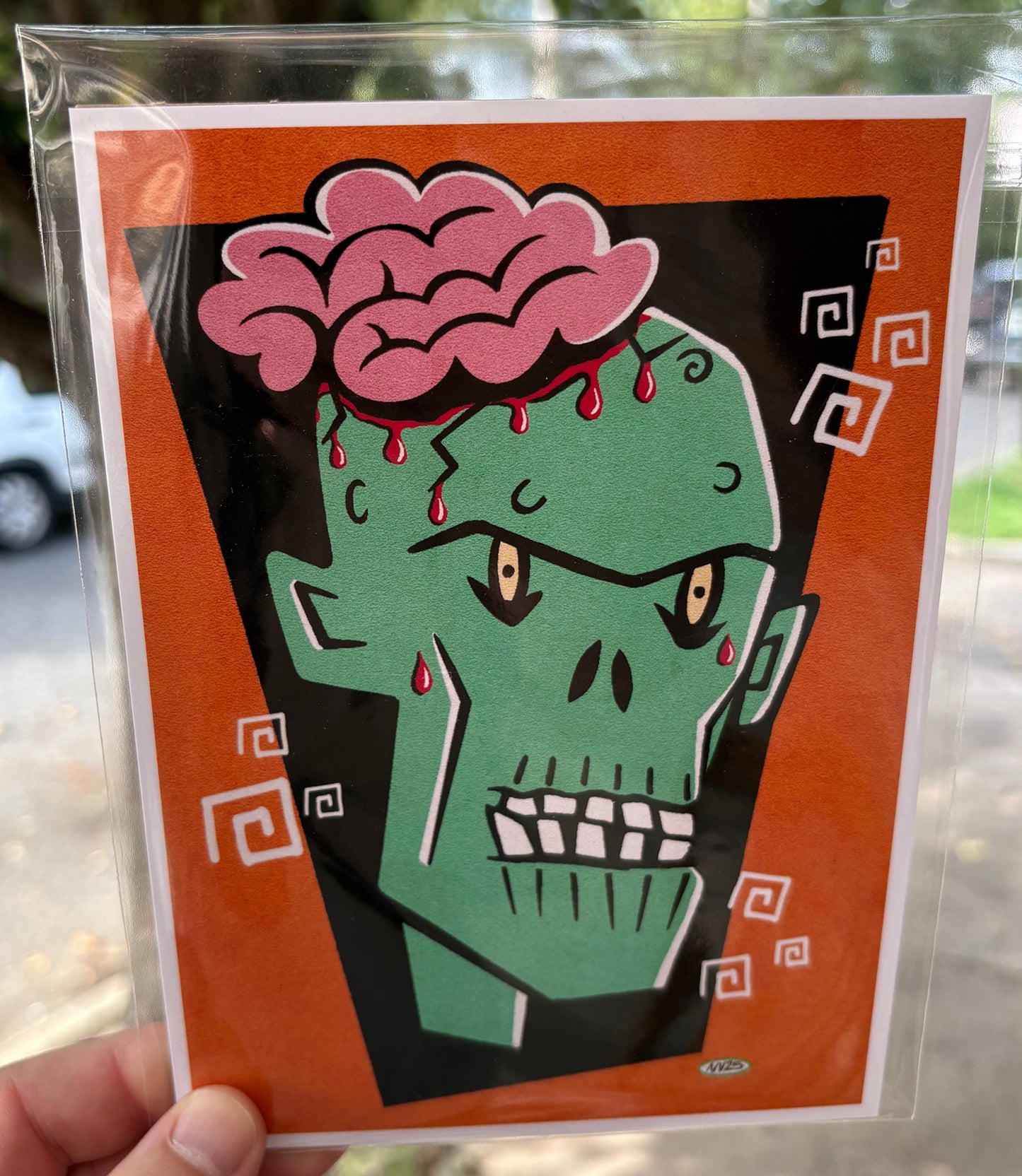 Green Monster with Pink Brains | 5x7 Print