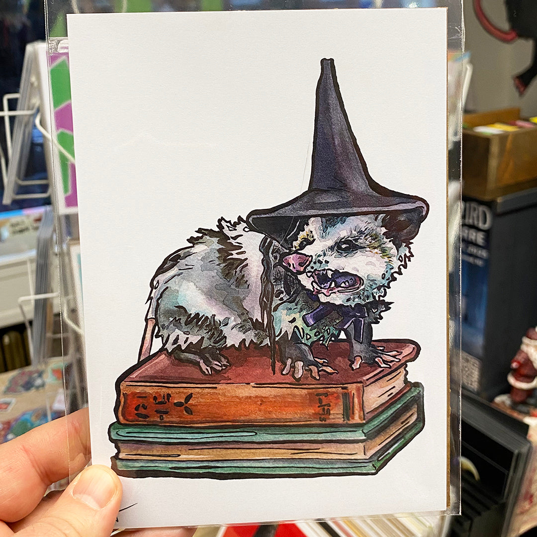 Possum Witch on Books | 5x7 Print