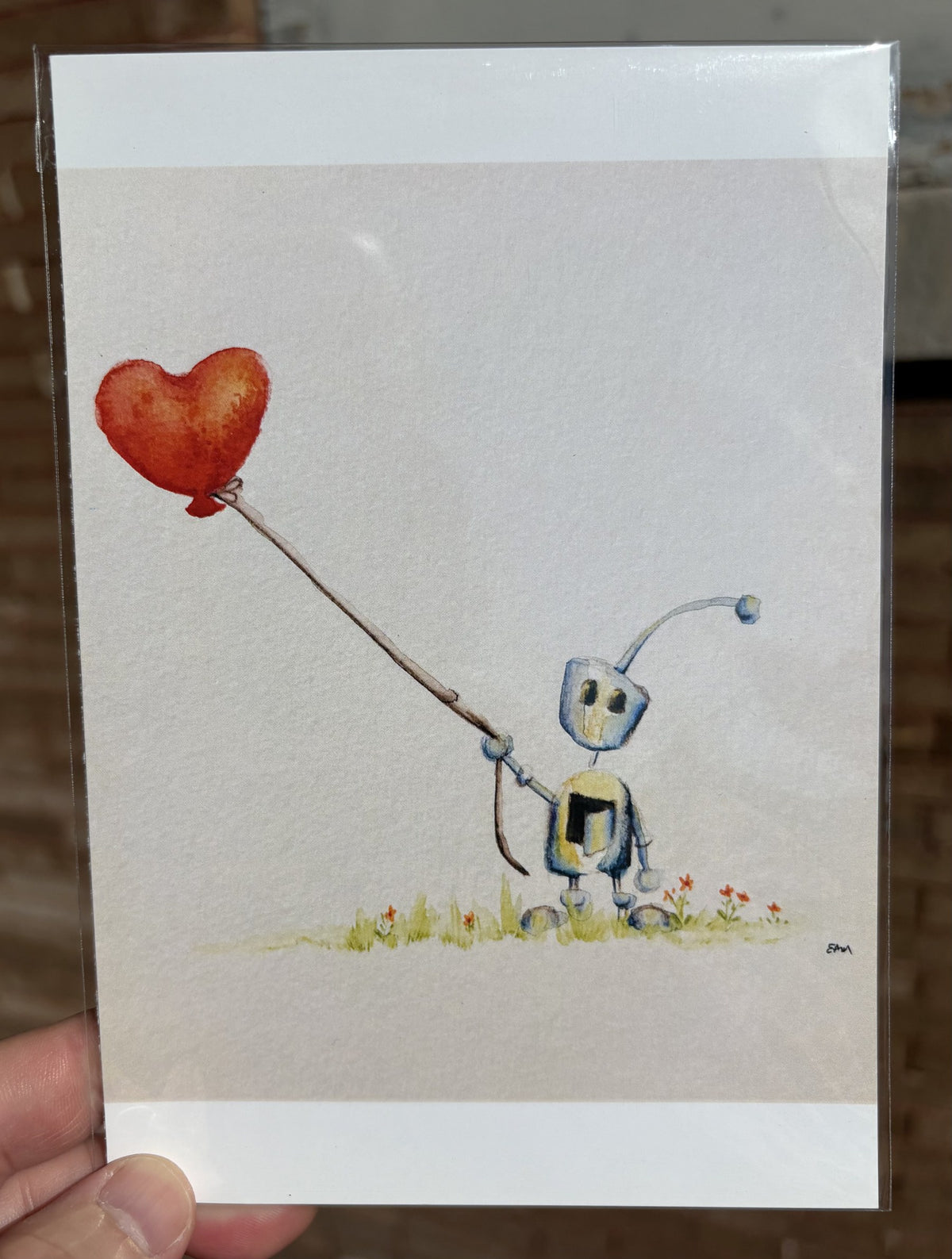 Robot with Heart Shaped Kite | 5x7 Print