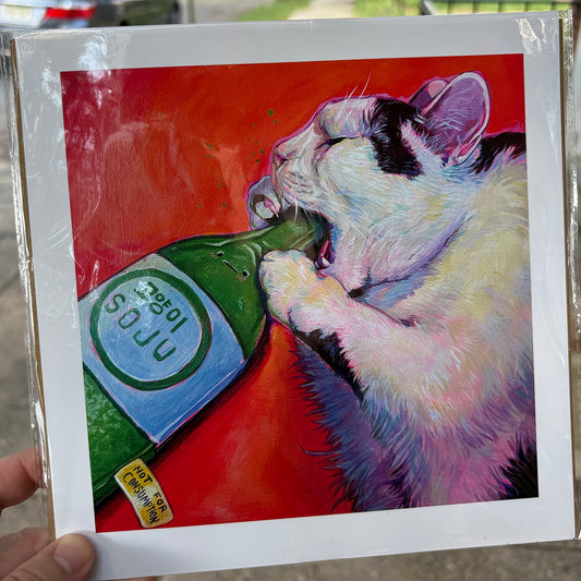 Bottle Cat | 8.5 x 8.5 Print