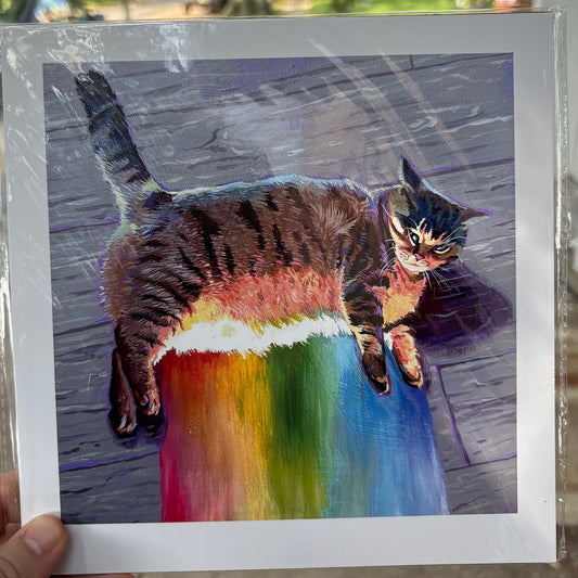 Rainbow Meme Cat | 8.5 x 8.5 Print