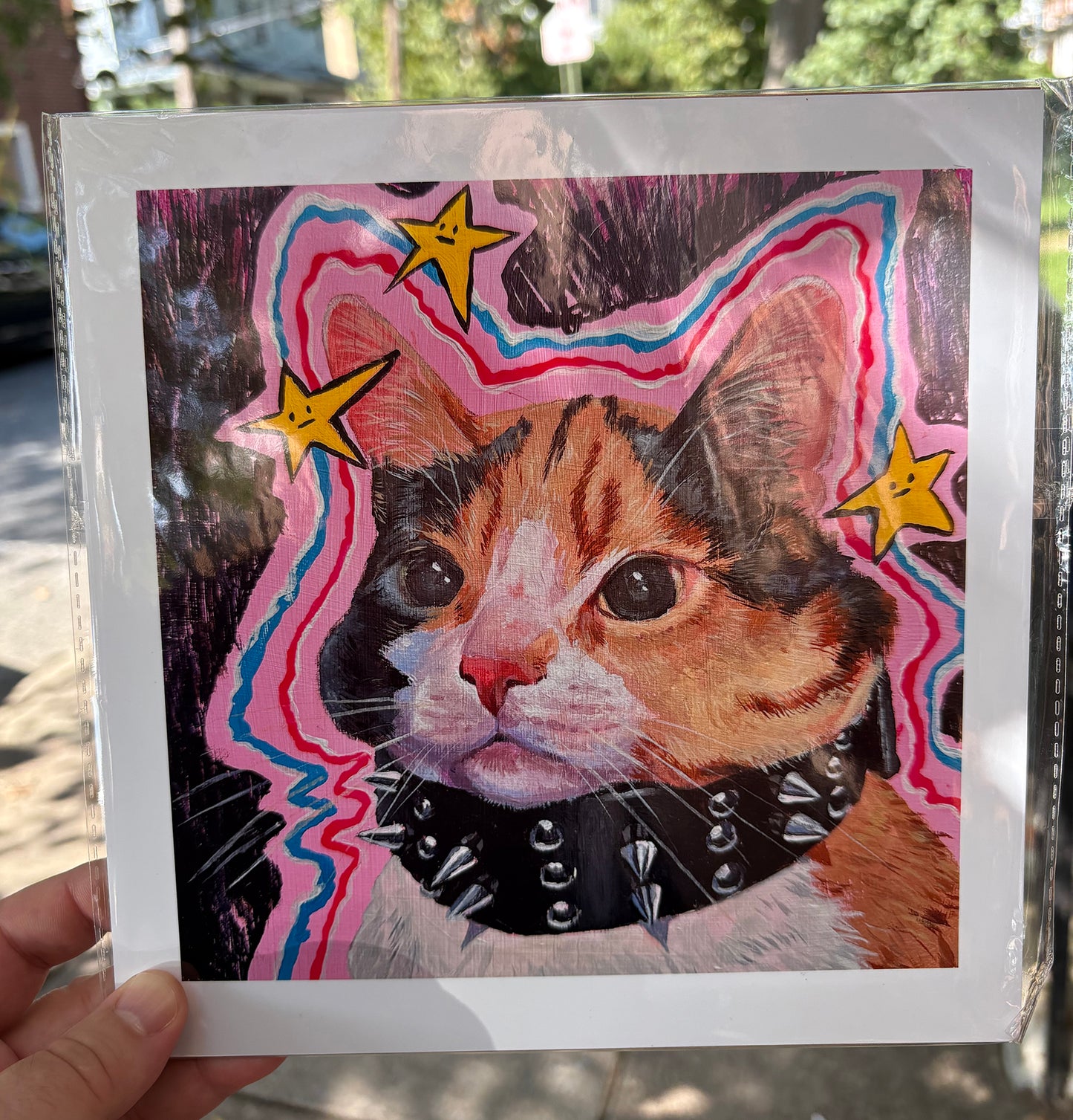 Cat with Spiked Collar | 8.5 x 8.5 Print
