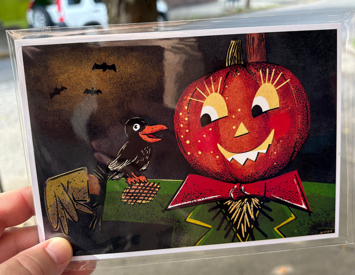 Pumpkin Scarecrow with Crow | 5x7 Print