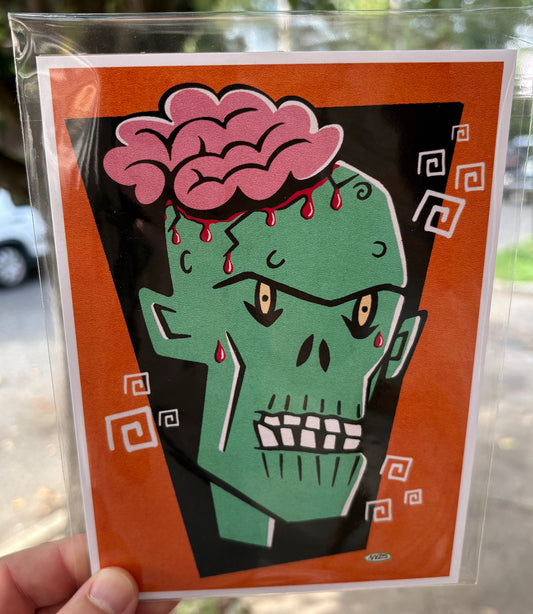 Green Monster with Pink Brains | 5x7 Print