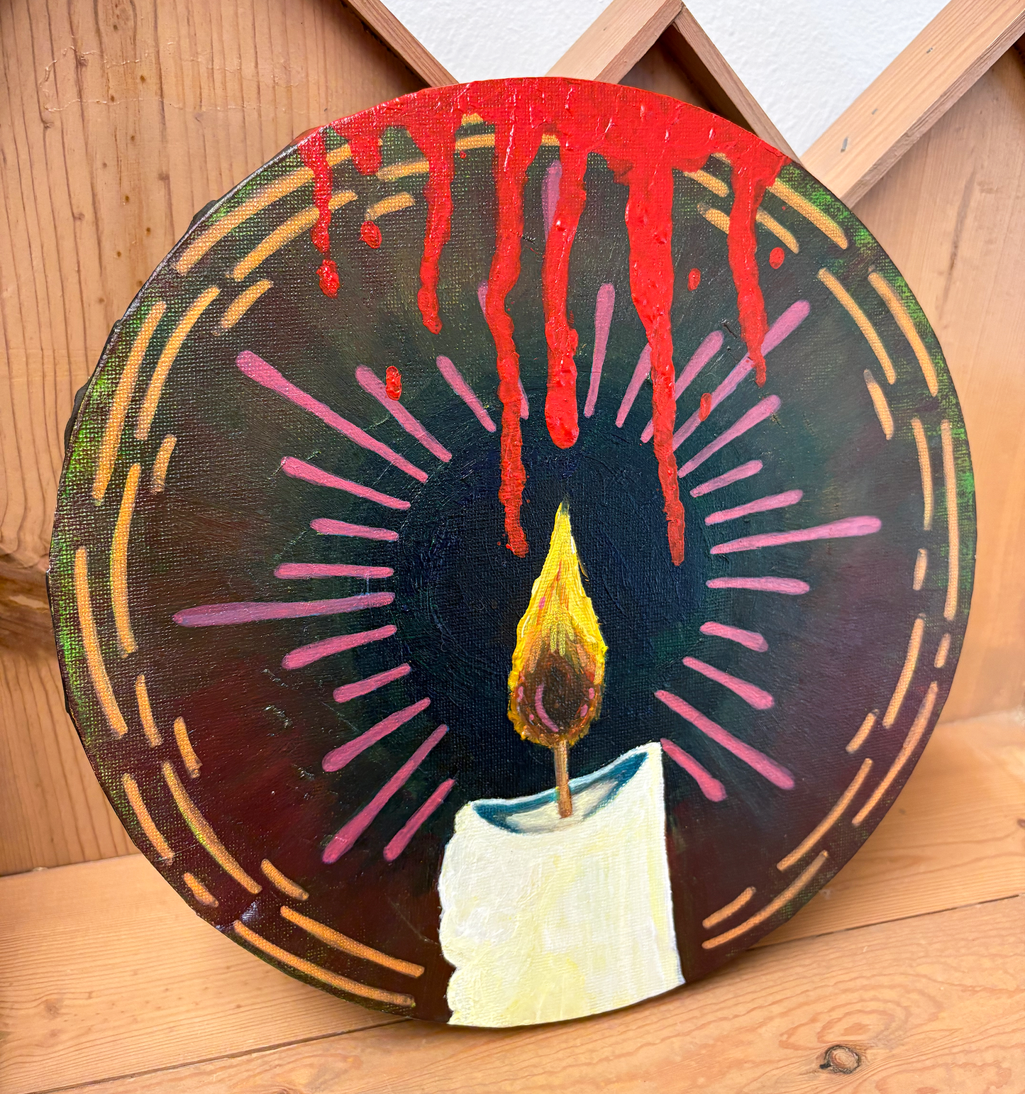 Neon Betrayal; Candle | Original 10" Painting