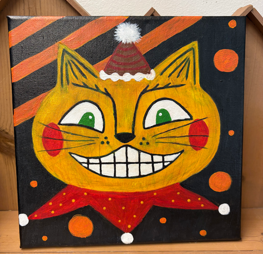 Carnival Cat | Original 10 x 10 Painting
