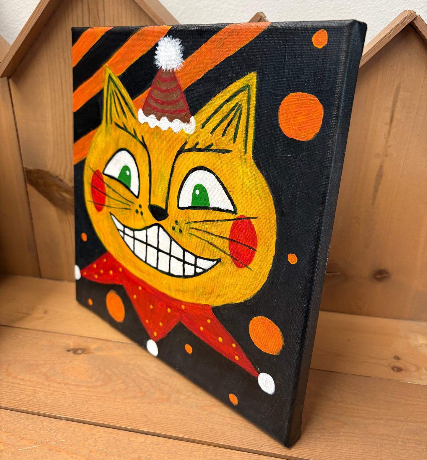 Carnival Cat | Original 10 x 10 Painting